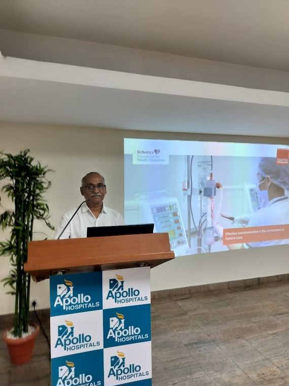 A communication skills programme for healthcare professionals at Apollo Hospitals, delivered alongside the Dr. Reddy’s Foundation for Health Education.